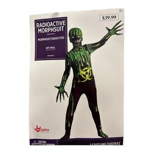NWT Radioactive Morphsuit Child Costume Halloween Green Black Size Small 4-6